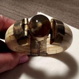 1970s gilt brass tigers eye bangle
